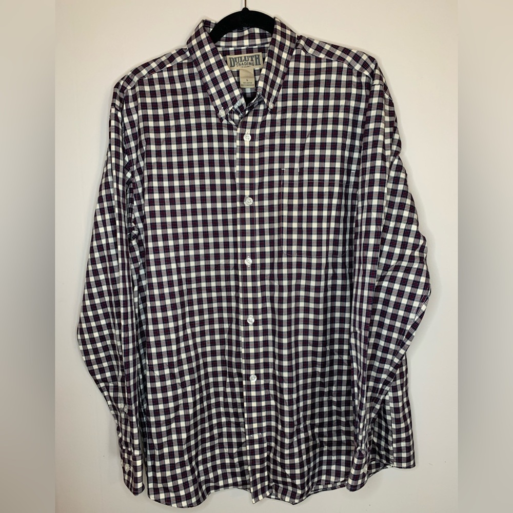 Duluth Trading Plaid Long Sleeve Button Up Size Large